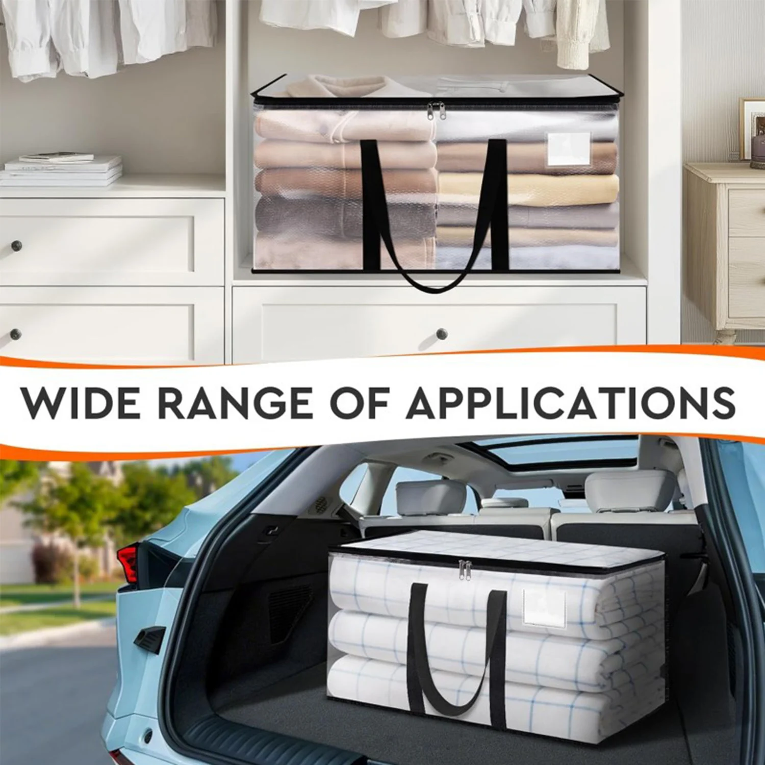 

4PC/6PC Heavy Duty Transparent Moving Bag Large Capacity with Label Zipper Storage Bag Waterproof Ultra Thick Handle Bag