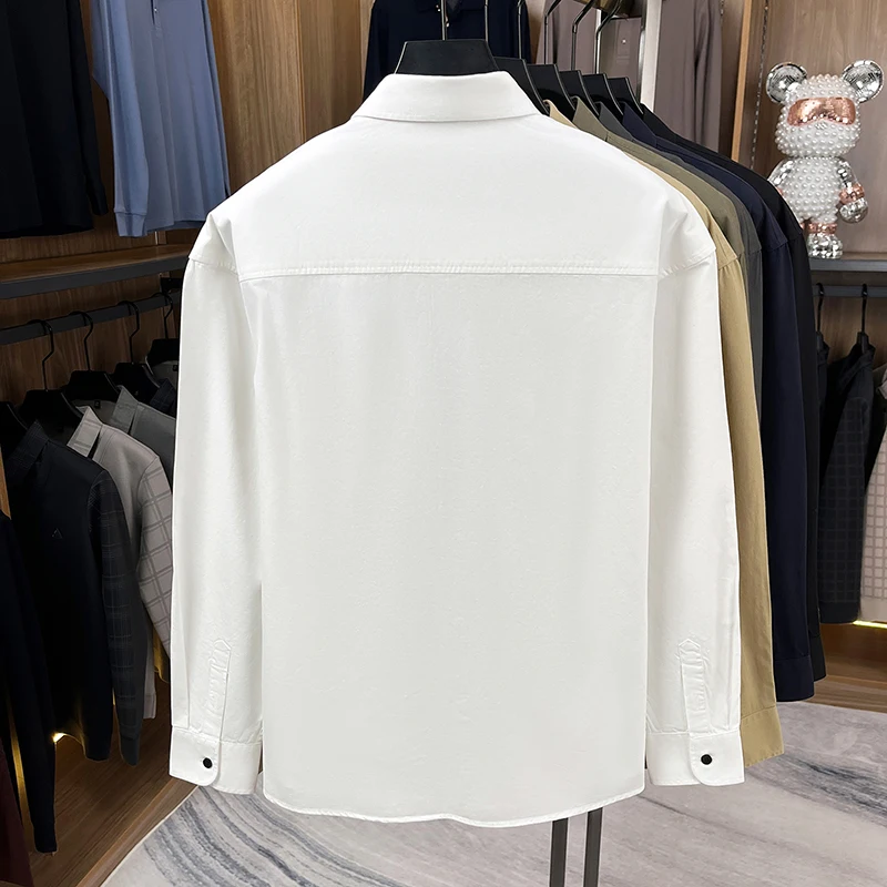Premium 100% Cotton Men's Casual Shirt Double Pocket Workwear Style Long Sleeve Breathable Button Down Military Tactical Top