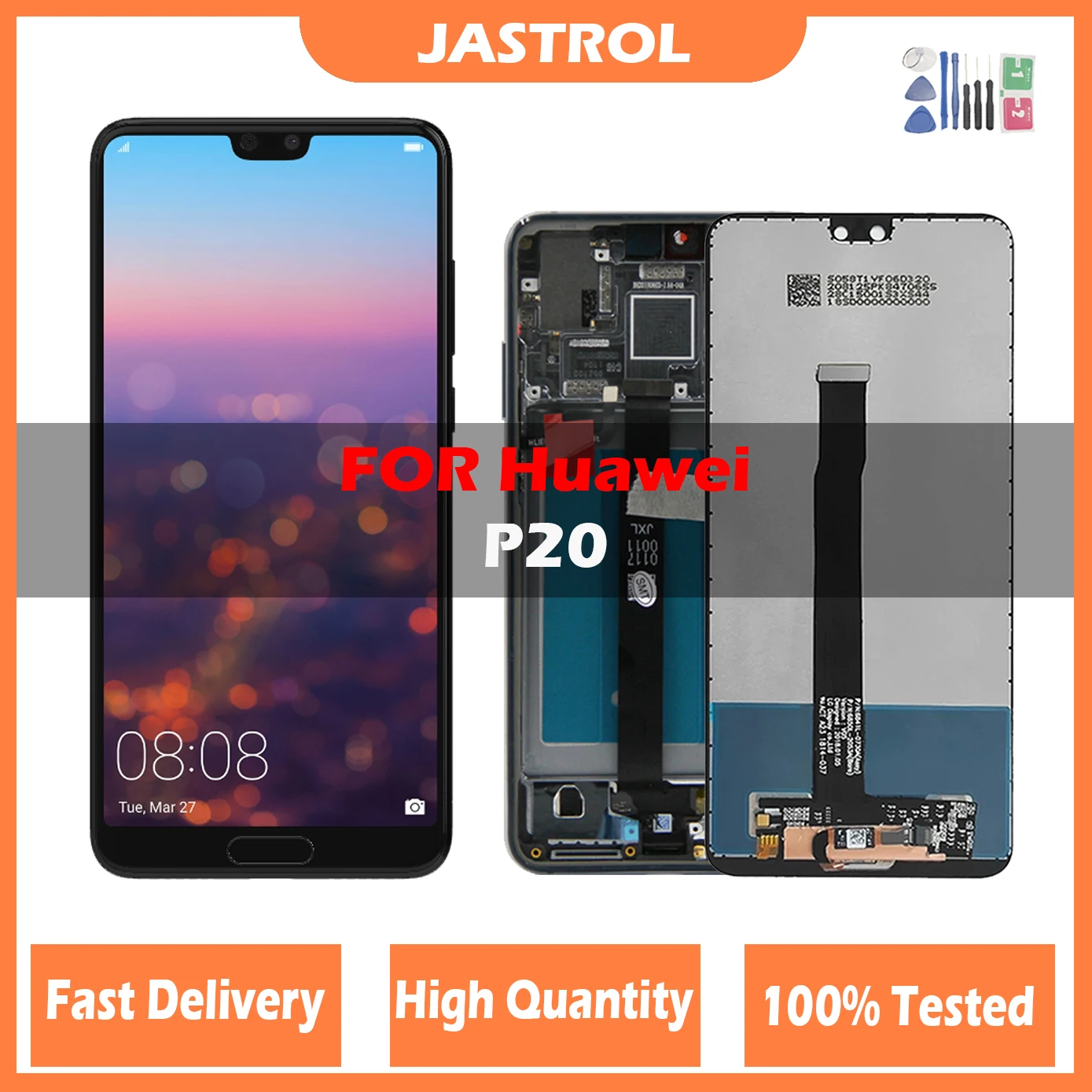 100% Tested LCD Screen For Huawei P20 EML-L29 L09 L22 Display 10 Touch Screen Digitizer For Huawei P 20 With Fingerprint