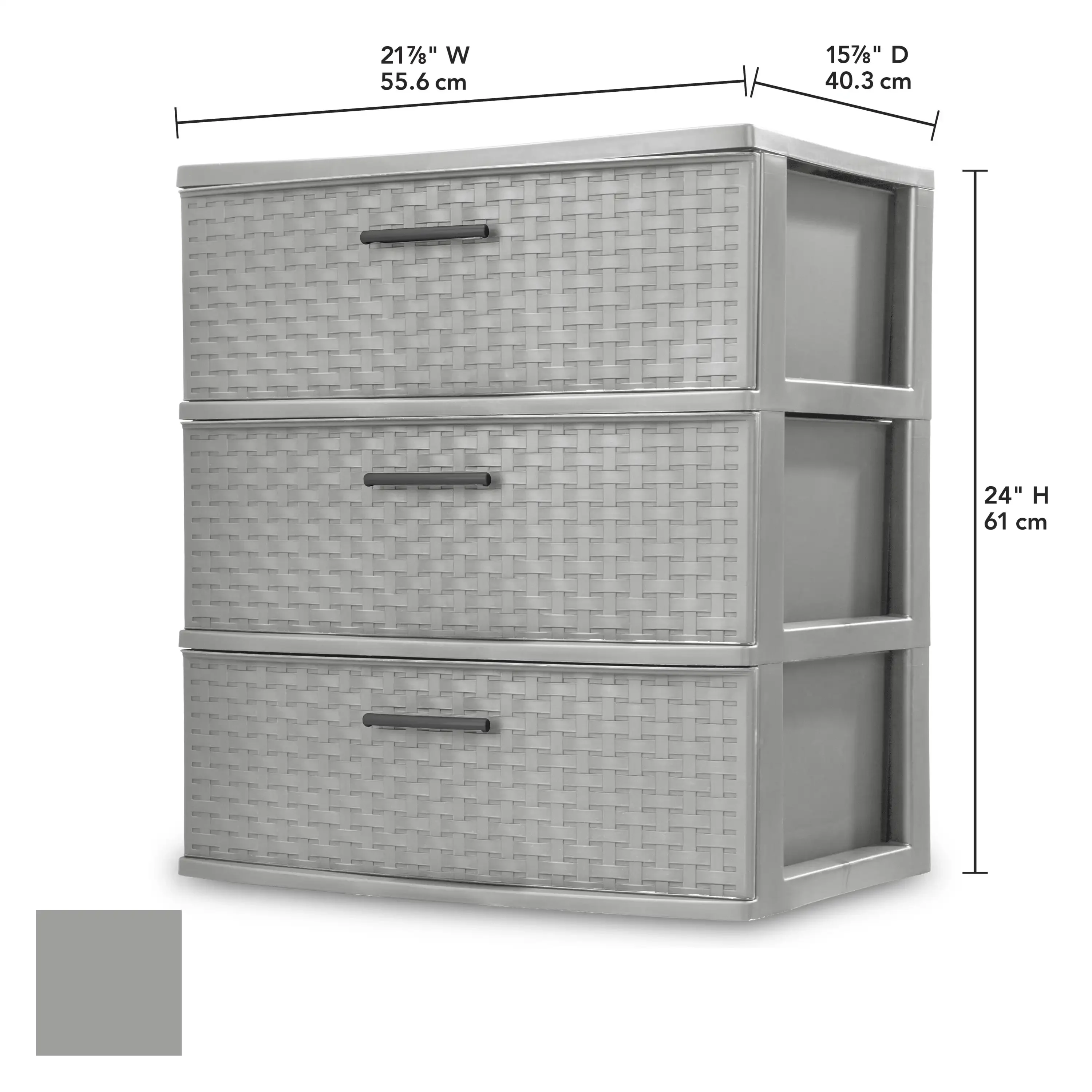  3 Drawer Wide Weave Tower Cement