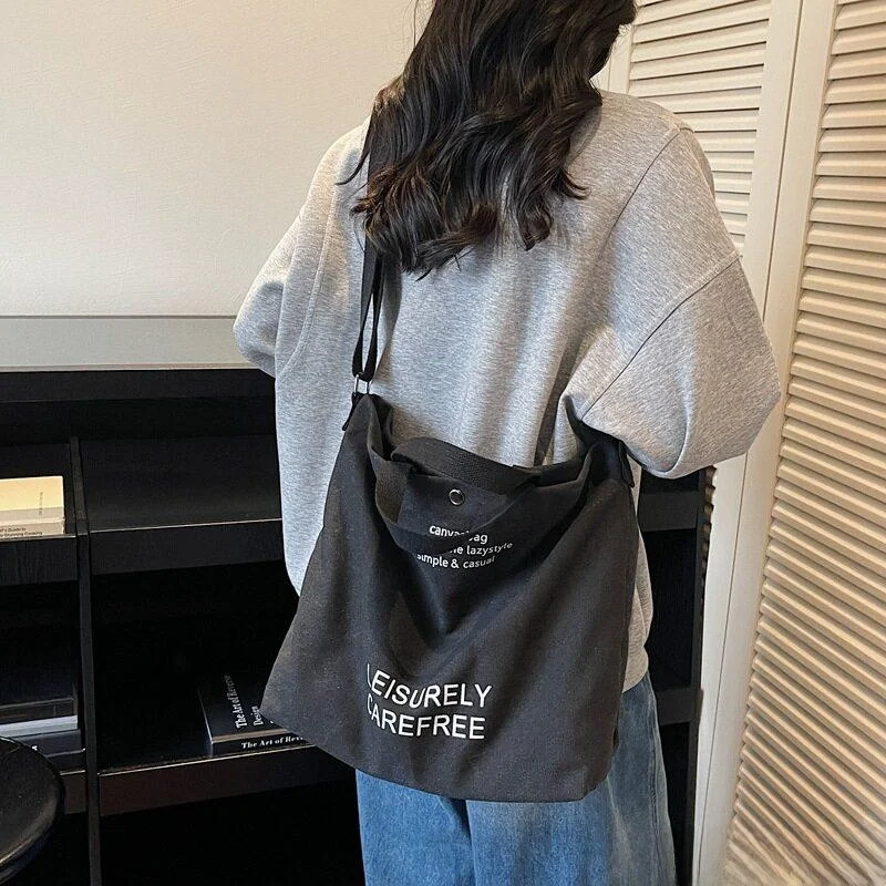 

Large Capacity Canvas Tote Bag 2026 Unisex Commuter Bag Student Book Bag Handheld Shoulder Bag Zipper Closure Canvas Strap