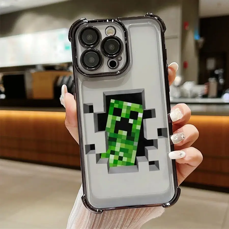 Apple iPhone 16e 14 15 16 Plus XR XS Max 15 16 13 14 12 11 Pro Max用 ソフトカバー 面白いピクセルモンスター ケース