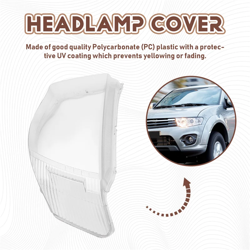 

Car Left Headlight Shell Lamp Shade Transparent Lens Cover For Mitsubishi L200 Triton 2005-2014