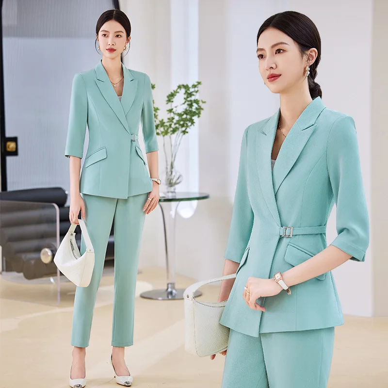 This Year's Popular 3/4 Sleeve Suit Business Suit Women's Spring and Summer Thin Small High-Grade Formal Suit Jacket