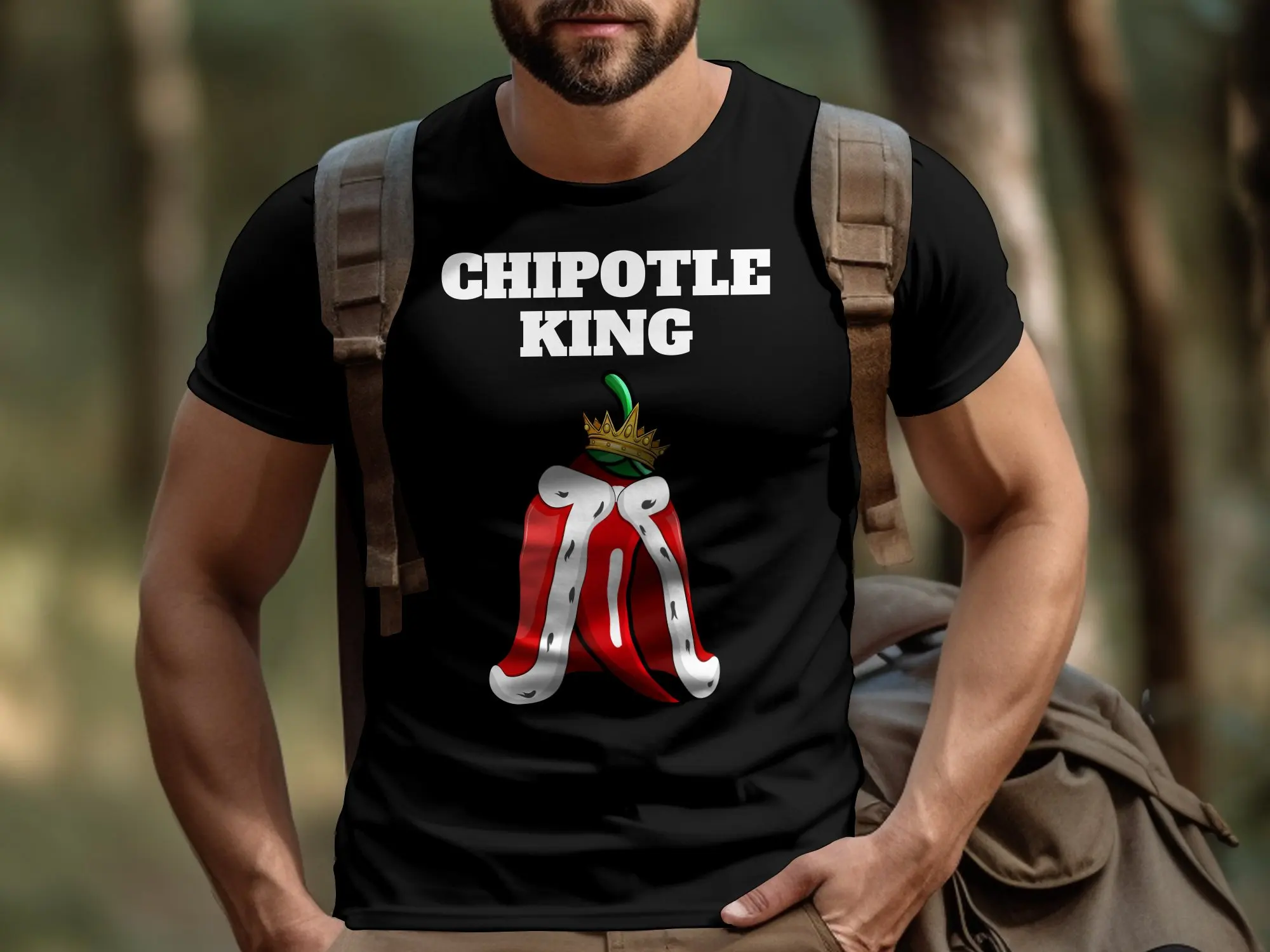 Chipotle King T Shirt Spicy Pepper Crown Foodie Royal Red Chili Top Casual Streetwear Cool Spice Lover Apparel