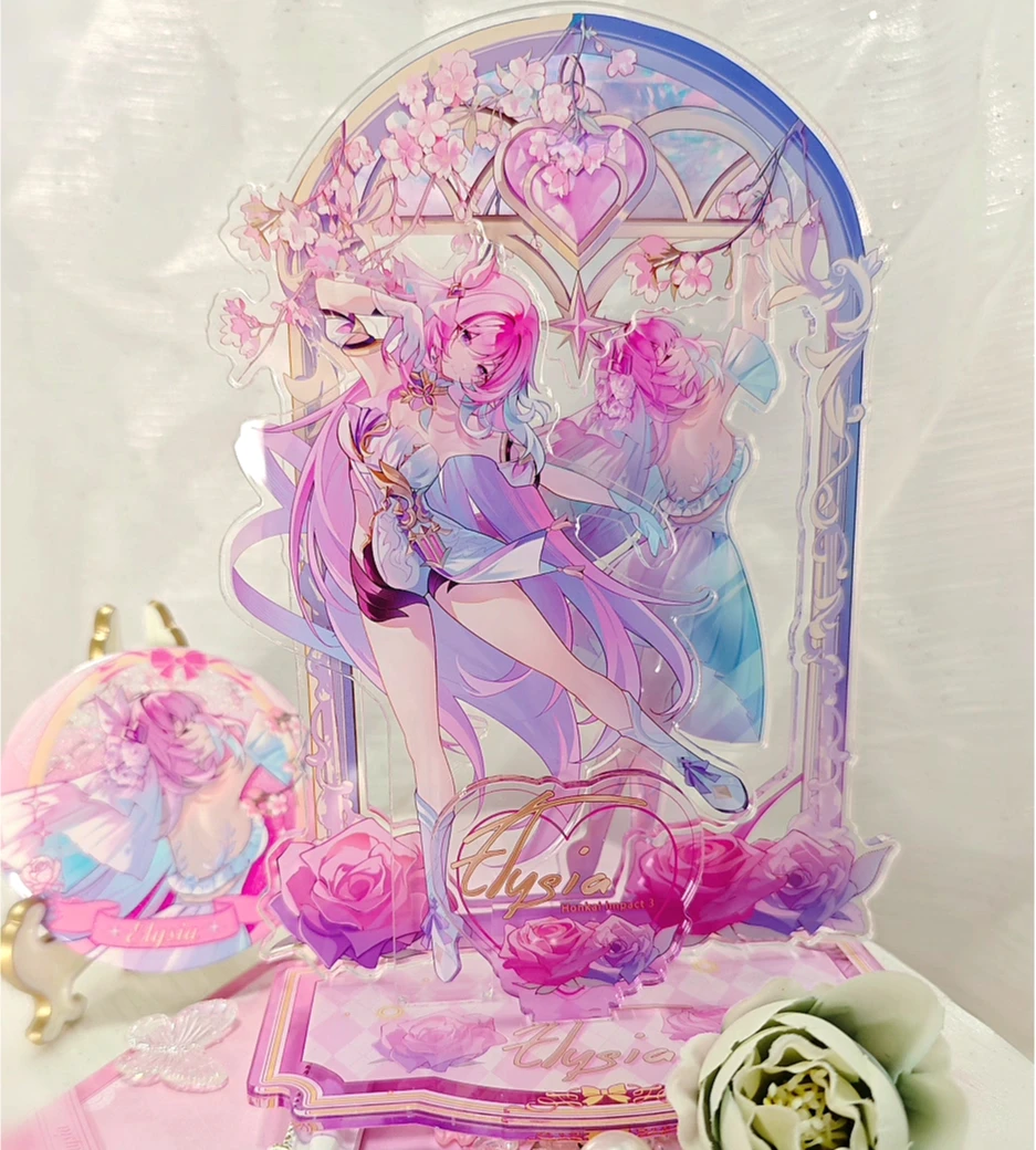 

Аниме Honkai Impact 3 Elysia, значок для косплея, растровая карта, акриловая подставка, фигурка, цветная бумага, зыбучие пески, маджонг, повесить изображение, подарок