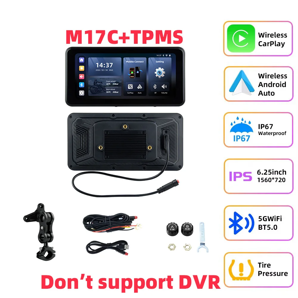 EKIY 6.25'' Universal Motorcycle Wireless CarPlay Android Auto