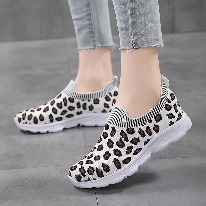 

Leopard Women Fitness Walking Shoes Breathable Lady Mesh Sport Sneaker Spring Summer Outdoor Running Shoes Woman