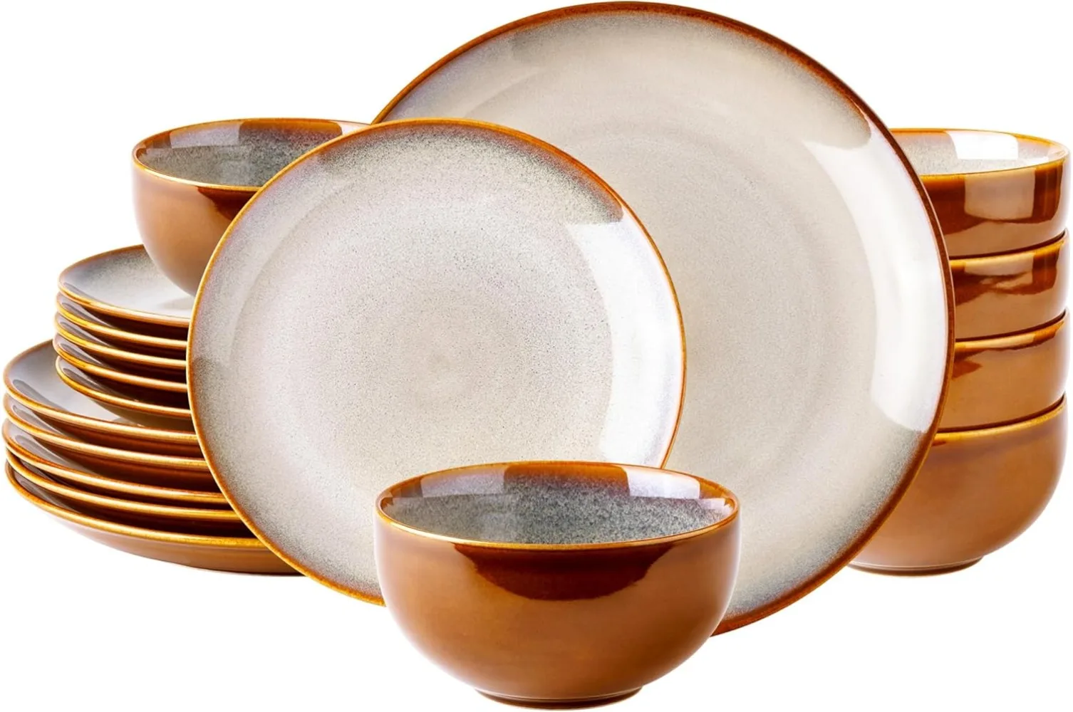 Ceramic Dinnerware Sets,18-Piece Plates and Bowls,Handmade Reactive Glaze Dishes Set,Chip Resistant and Scratch Resistant