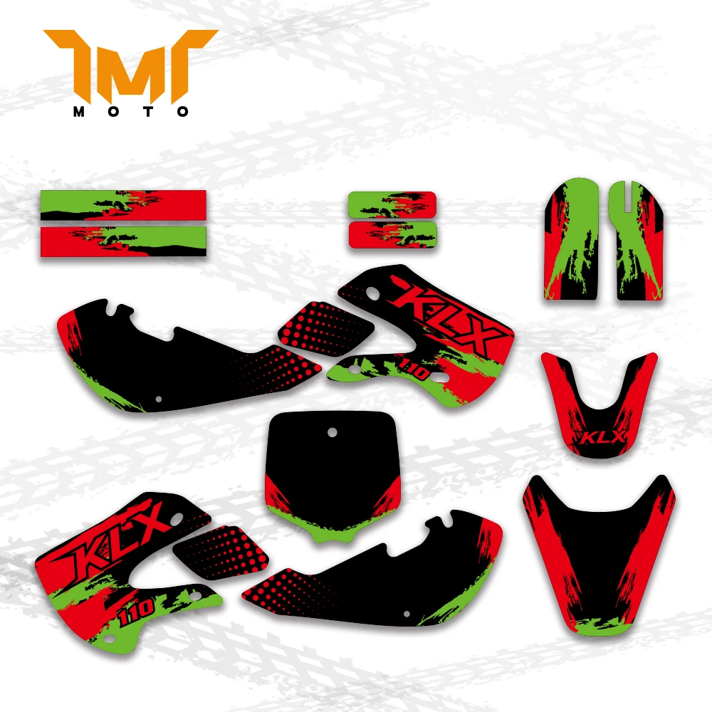 TMT Motocycle Graphics Background Decal Sticker for Kawasaki KX65 KX 65 2000-2013 KLX110 2000-2009 Team Style Customize Sticker