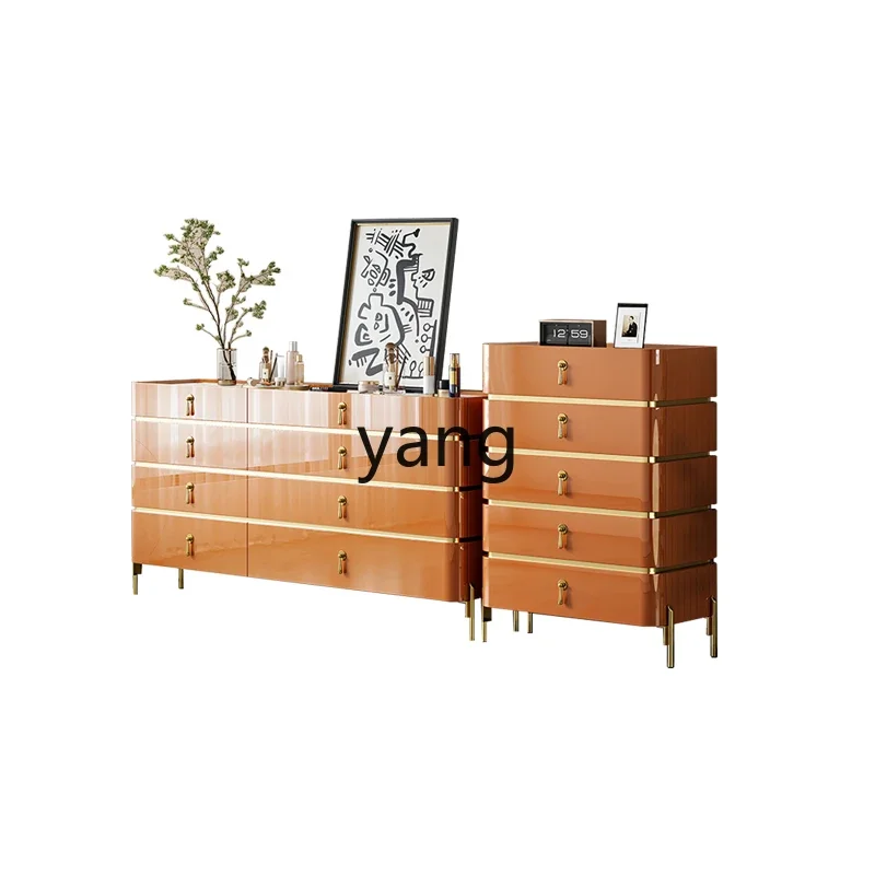 LH modern light luxury solid wood chest, bedroom bright paint, bedside cabinet decoration, eight-bucket chest of drawers