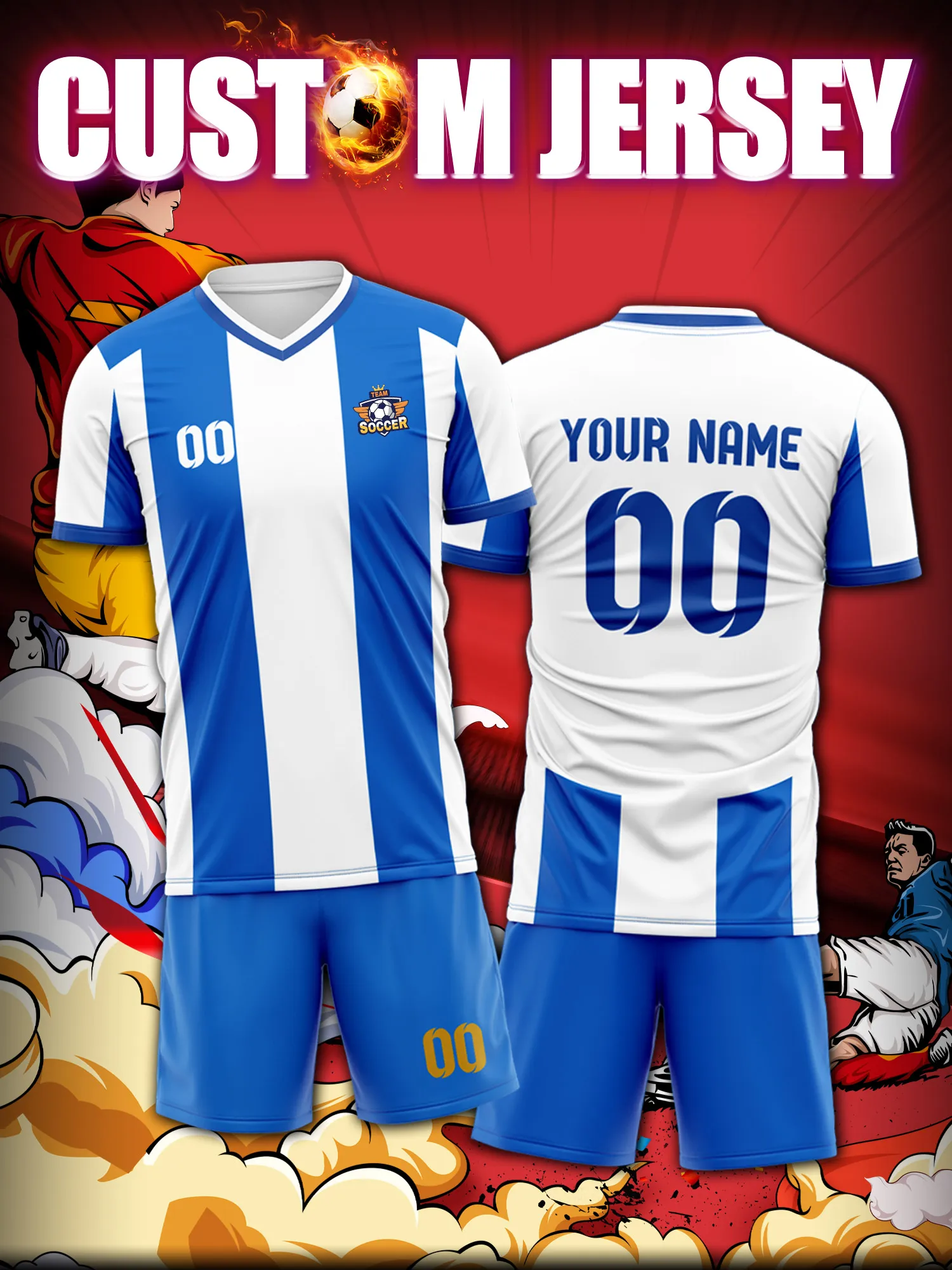 

Футбольная форма на заказ с индивидуальным изображением, номером и именем, стильный летний комплект для тренировок.