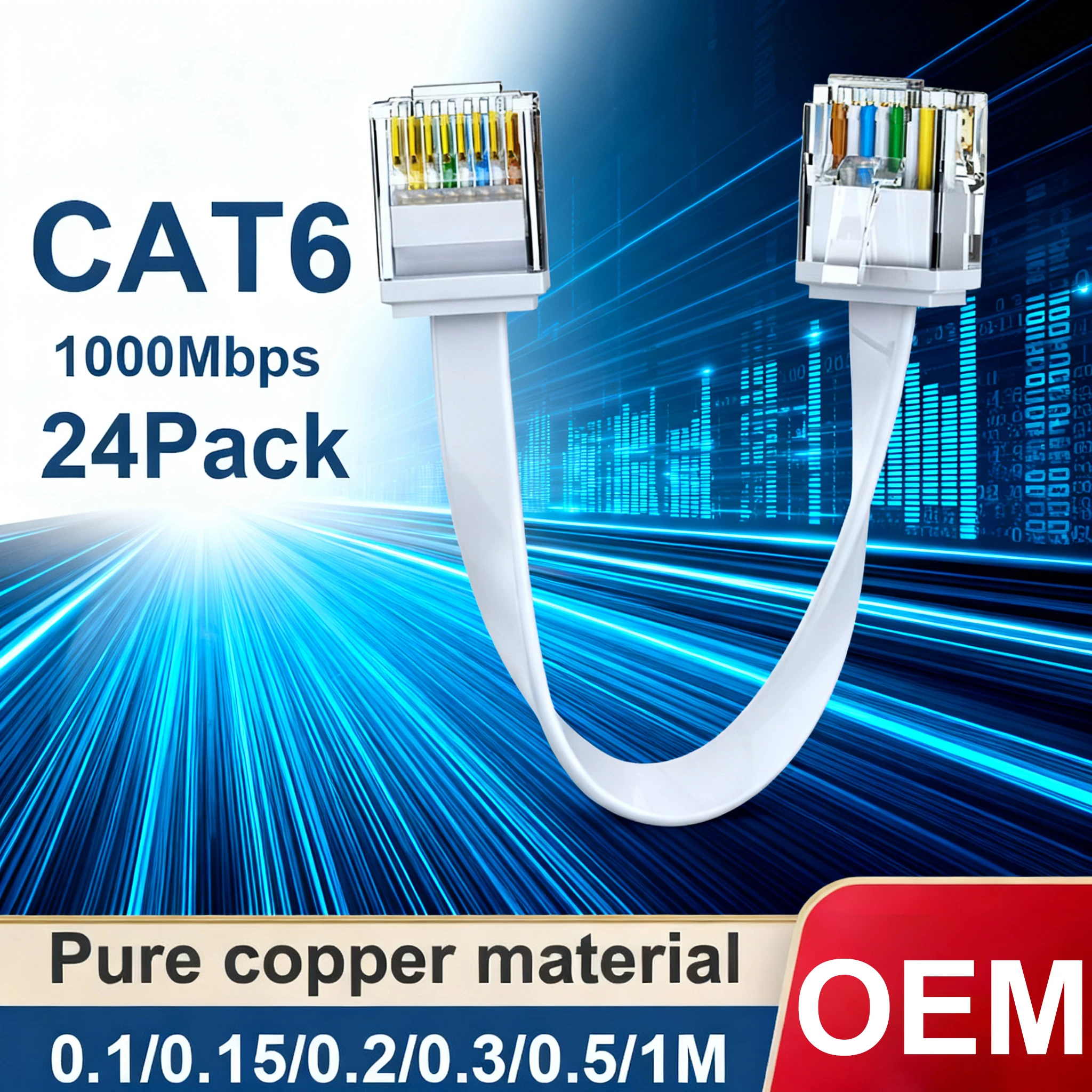 Câble Ethernet plat Rj45 CAT6, 24 paquets, 0.1/0.15/0.2/0.3/0.5/1M, réseau 1000Mbps pour ordinateur portable Nas, routeur PC PS5 PC 4 3 Xbox