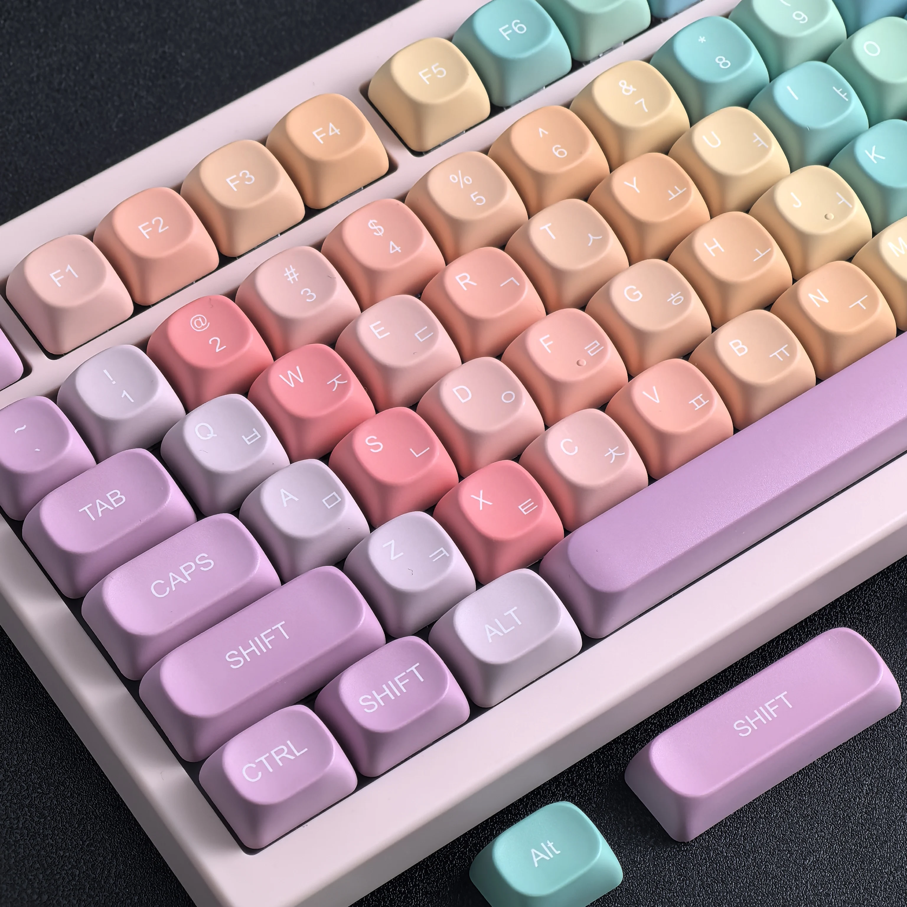 

Rainbow MOA Korean Keycap 126Key Cute Candy Colorful Custom PBT Keycaps Dye-Sublimation Russian Keycap For Mechanical Keyboards