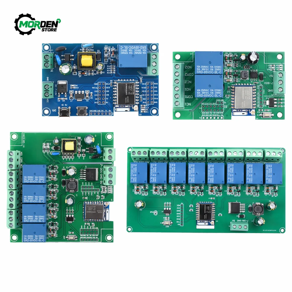 1/2/4/8 Channel ESP-07  WIFI Bluetooth-compatible BLE Relay AC90-250V/DC5-30V ESP32-WROOM Development Board Power Supply