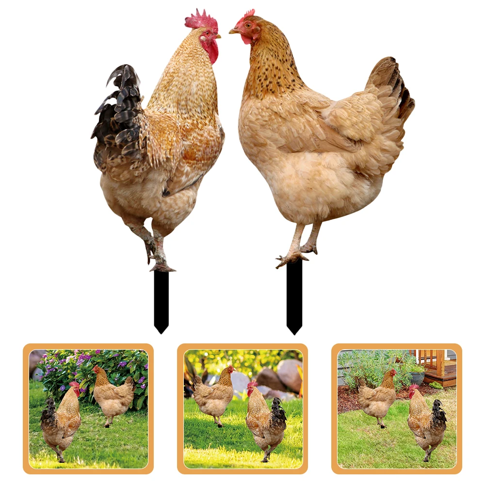 

Garden Simulated Hen Decoration Durable Acrylic Realistic Chicken Pattern Double Sided Patio Yard Decorations Stakes Outdoor