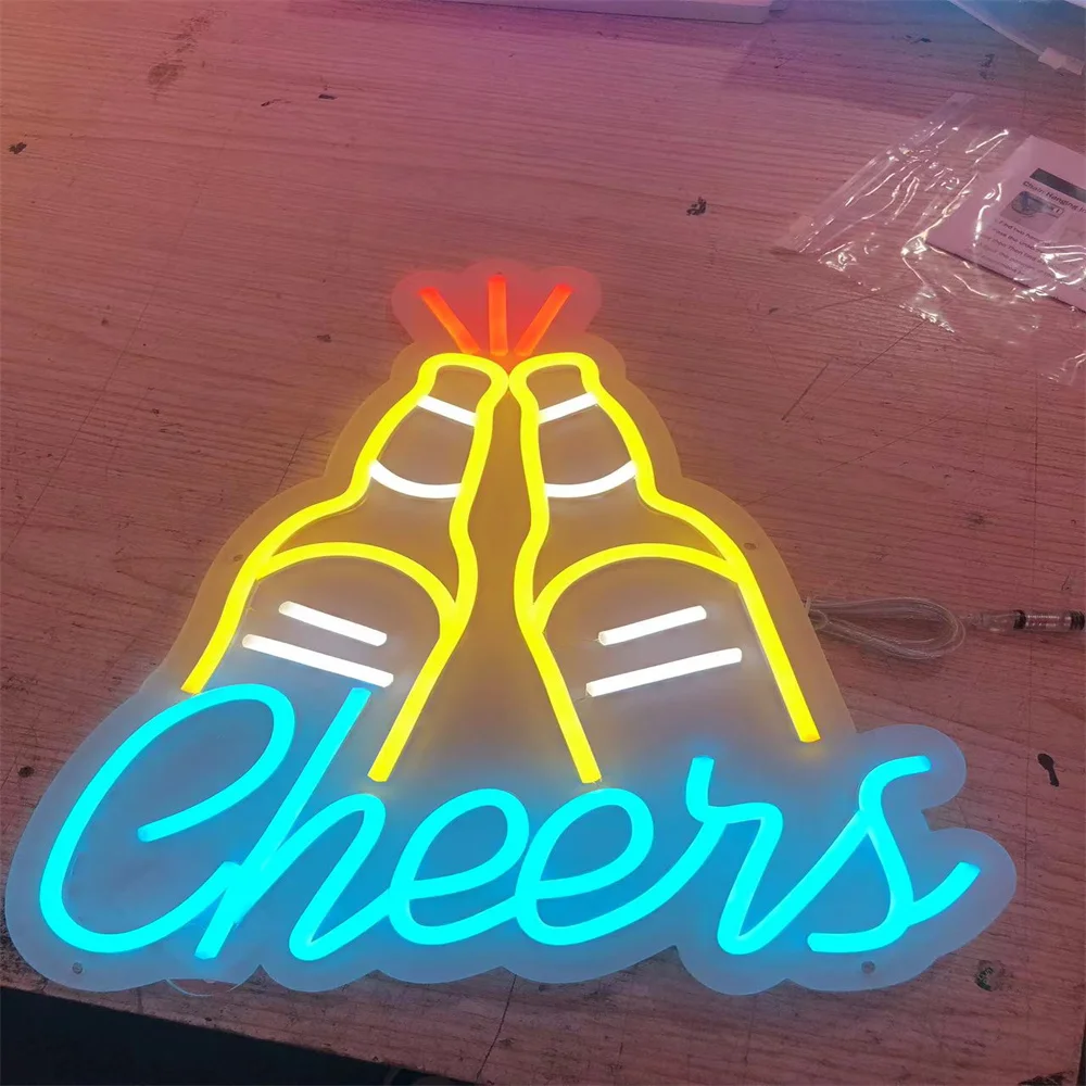 

Bar Cheers Neon Sign Bar Restaurant Store Wall Decor Neon Light Custom Personalized Beer Bottle Led Sign Neon Party USB Neons