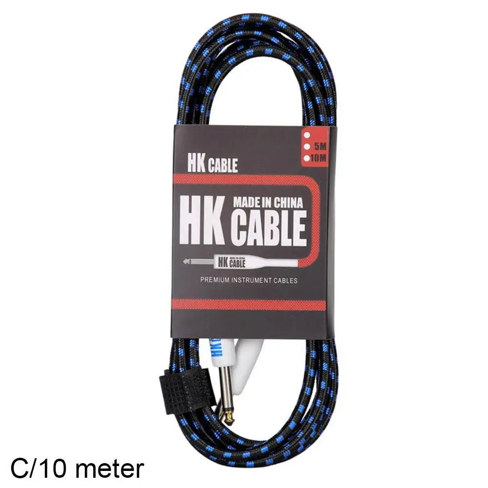 Câble de connexion pour pédales d'effets de guitare électrique, 5M/10M, bruit blindé de basse, connecteur No 6.35mm, câble métallique, accessoires de guitare Q3B4