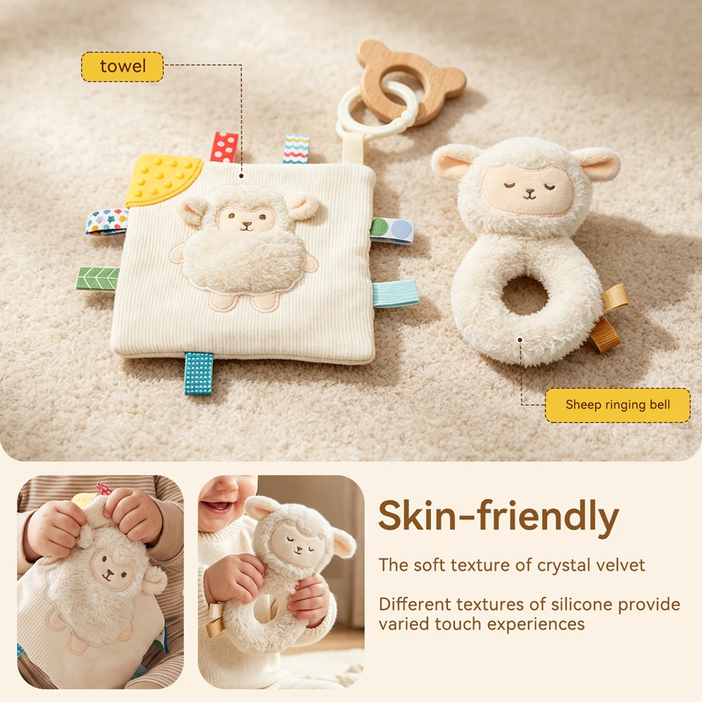 Sheep Security Blanket and Rat - Baby Rattle Toy Set ulasan dan harga