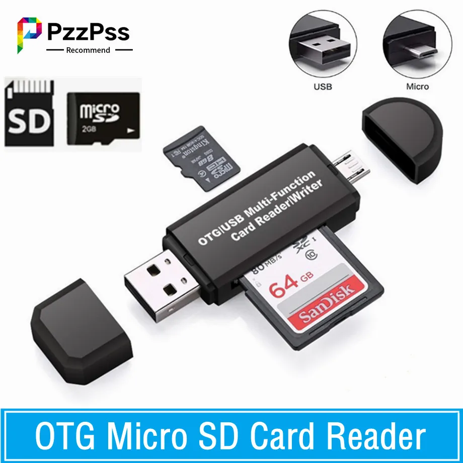 PzzPss OTG Micro SD Card Reader USB 2.0 Card Reader 2.0 For USB Micro SD Adapter Flash Drive Smart Memory Card Reader