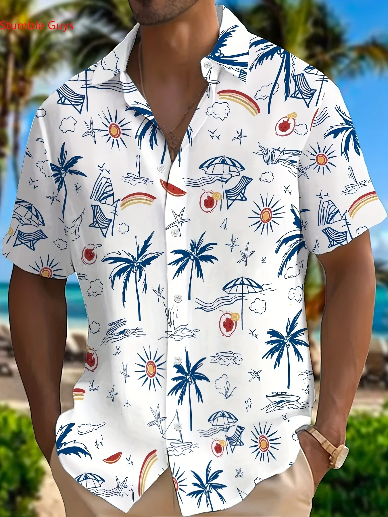 Summer High Street Graphic Print Men's Hawaiian Shirt Man Short Sleeve Casual Fashion Urban Style Party Beach Tops