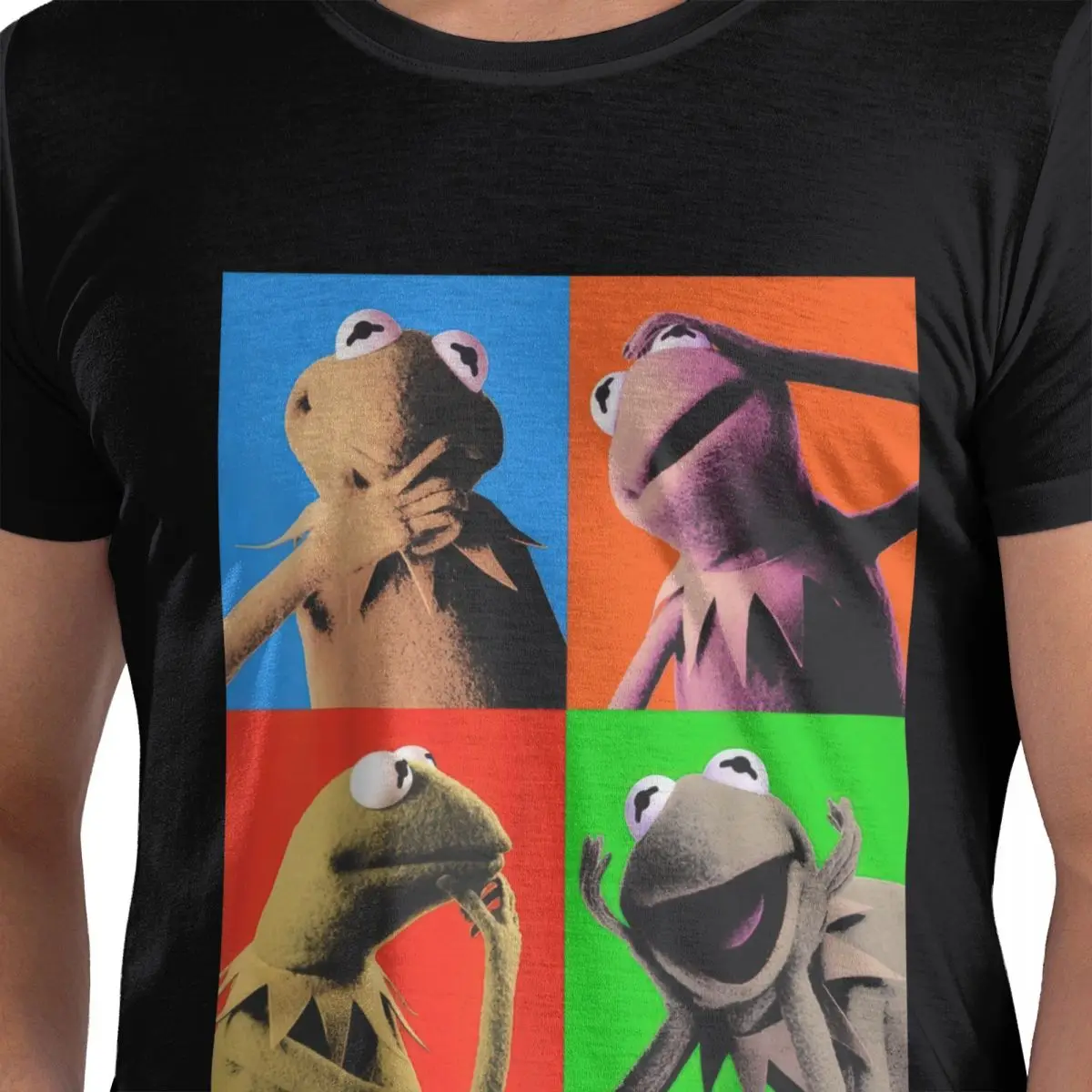 The Muppets Kermit The Frog Pop Art T Shirt for Men Women Cotton Round Neck Tee Shirt Oversized Graphic T-Shirts Tops Summer