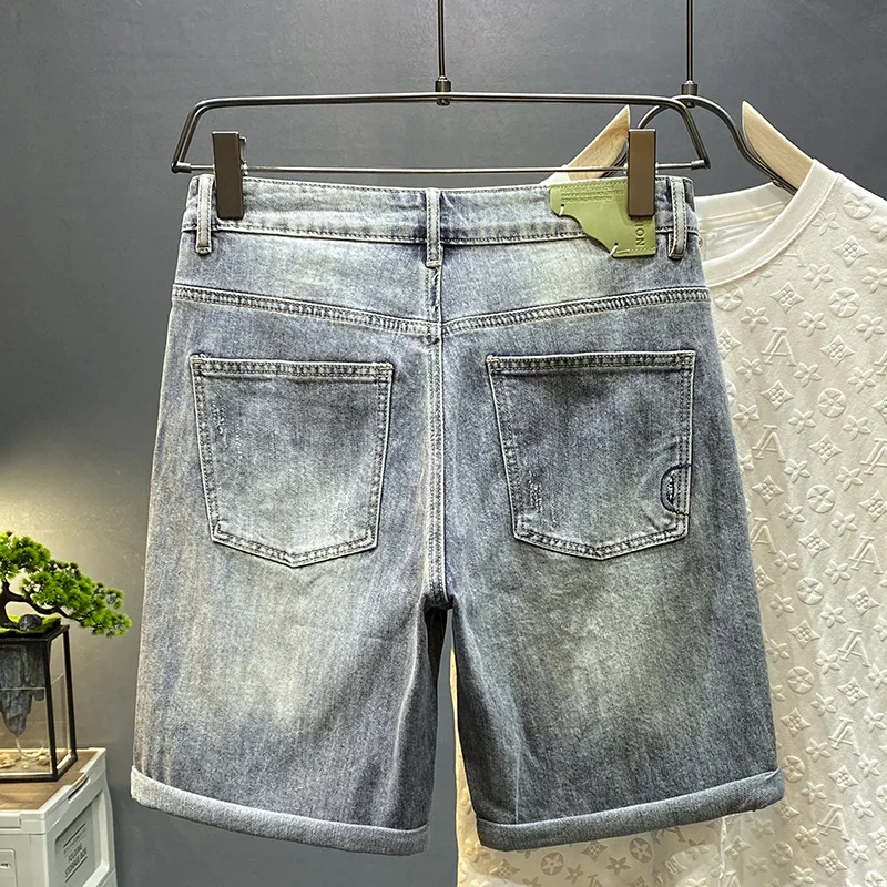 

High-End Breathable Summer Thin Denim Shorts Men's Fifth Pants Loose Straight Trend Summer Leisure Pirate Shorts