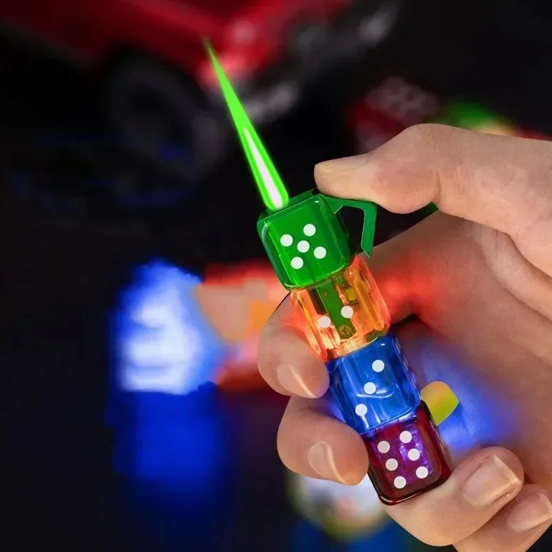 Personalized lighter, flash dice, perforated windproof lighter, green flame gas shaped lighter, cigarette accessories gifts 2026