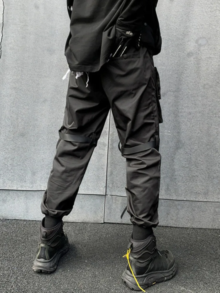 HKSH Patchwork Dark Safari Style Cargo Pants Men\'s Techwear High Street Trend Streetwear Autumn Loose Trousers Webbing HK0009