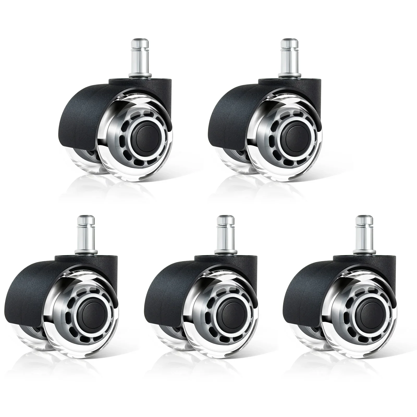 5 Pcs/lot 2 Inch Transparent Universal Office Chair Wheels Two-wheel PU Caster Mute Furniture Gaming