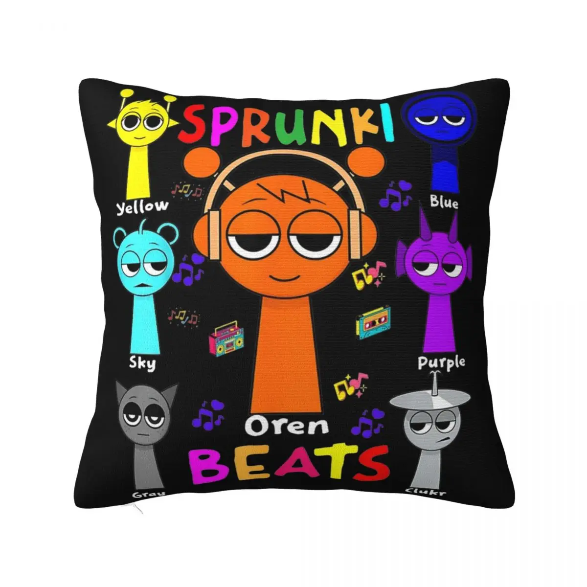 Incredibox Sprunki Pillowcase Printed Polyester Cushion Cover Gift Horror Game Pillow Case Cover Home Zippered 40X40cm