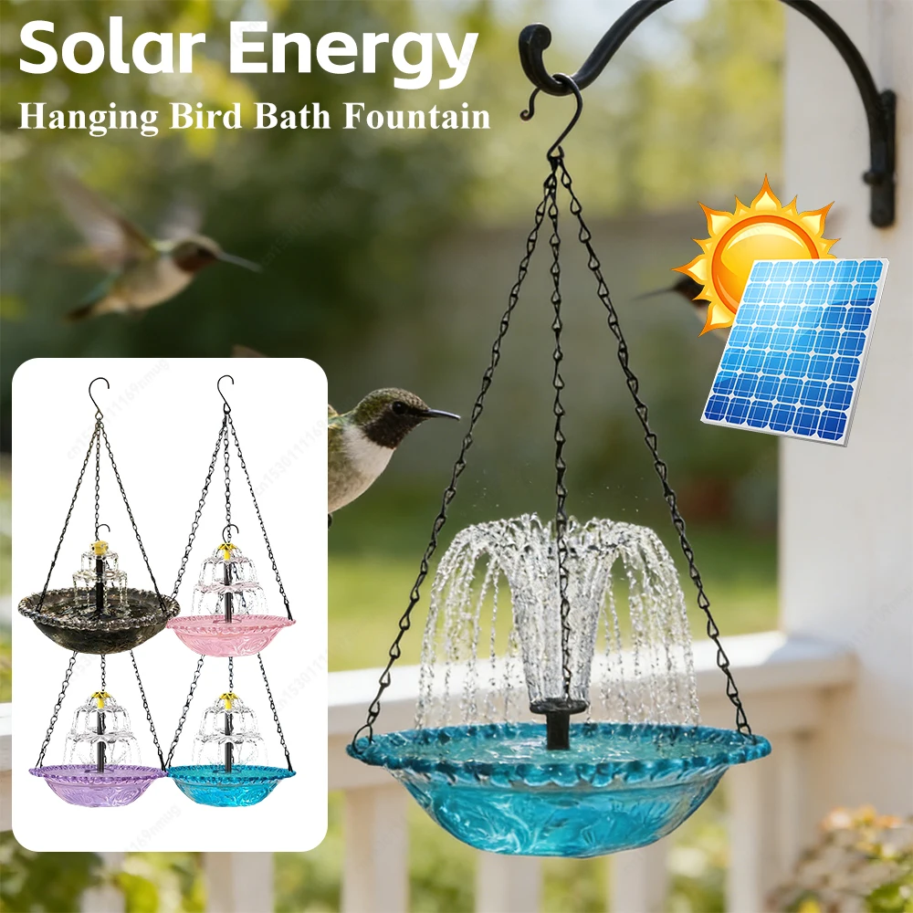 

Солнечный каскадный подвесной фонтан-поилка для птиц, уличная подвесная купальня для птиц с солнечным фонтаном для декора сада