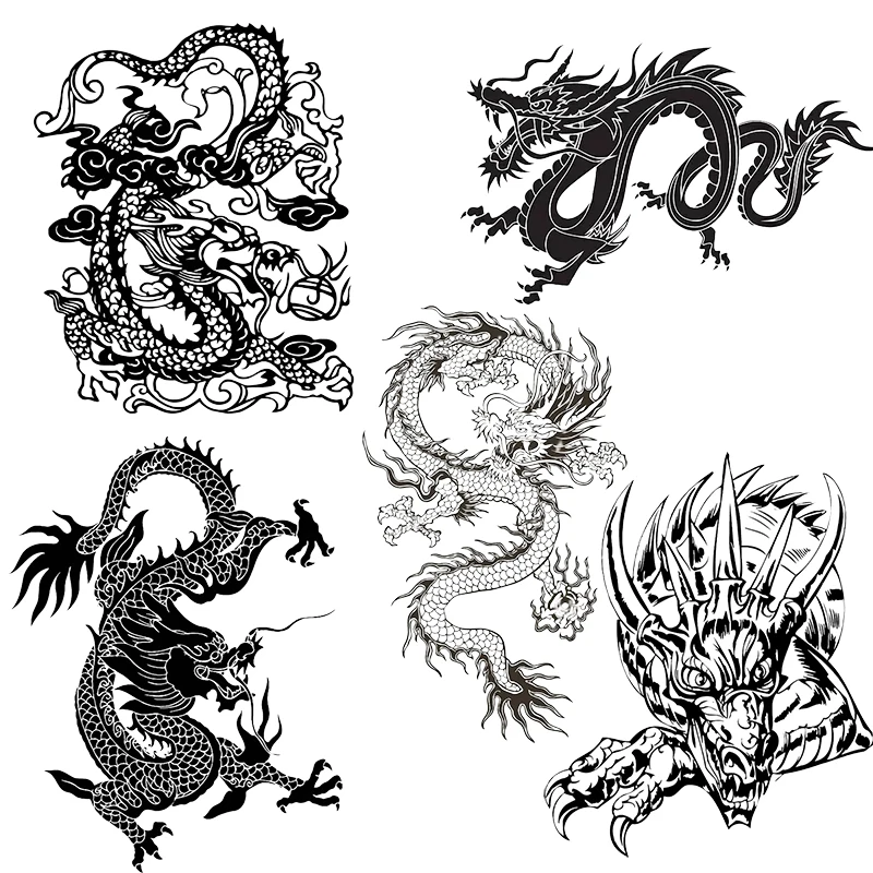 Three Ratels QL53 Classic black dragon room wall sticker self-adhesive waterproof car sticker computer decal furniture concealer