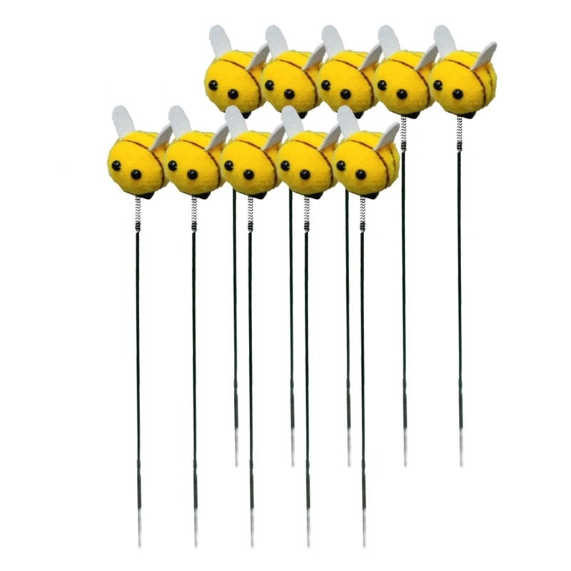 10pcs Bee Stakes 12 Inch Garden Stakes Decoration Yard Lawn Ornaments Flower Pot Stick Indoor Outdoor Garden Supplies