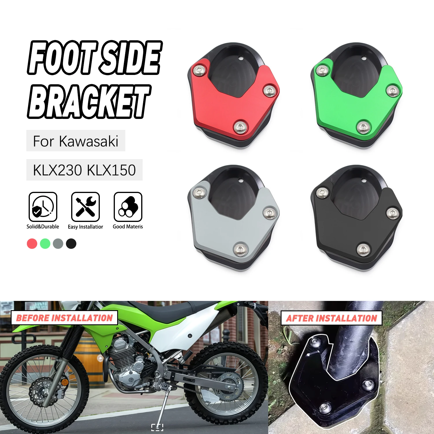 For Kawasaki KLX230 KLX230S KLX230R 2020-2023 KLX150 XF 2016-2018 Kickstand Foot Side Stand Extension Pad Enlarge
