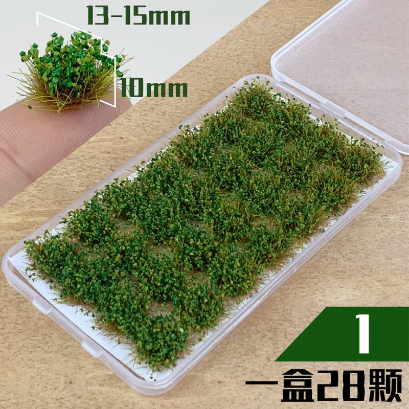 28Pcs/box Mini Mutlicolor Grass Tuft Model Simulation Plant Shrub Cluster Garden Building Sand Table Scene Materials Diorama Kit