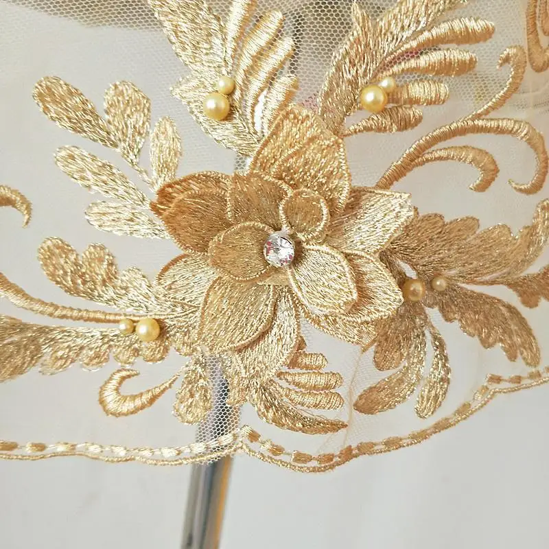 1Pc Big Wedding Dress Lace Applique DIY Craft Flower Patch Garment  Material  Lace Fabric
