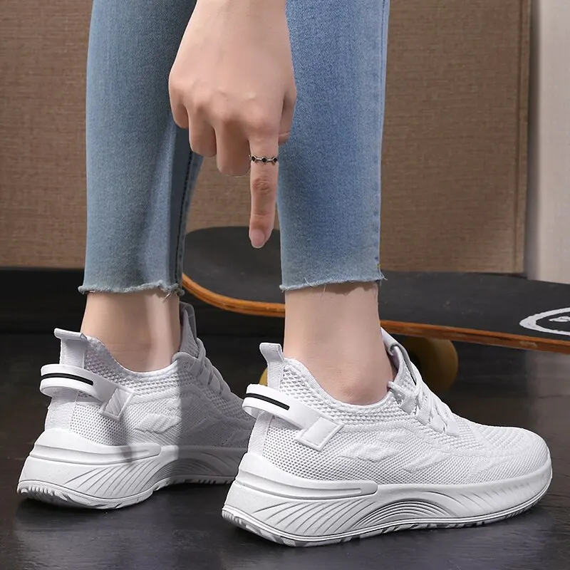 Summer Sports Women\'s Flying Weaving Versatile Breathable Lightweight Anti Slip Soft Sole Casual Shoes