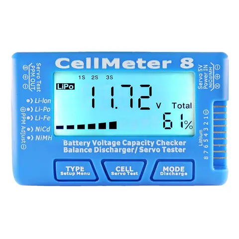 RC CellMeter-7 디지털 배터리 용량 검사기 LiPo LiFe 리튬 이온 Nicd NiMH 배터리 전압 테스터 CellMeter7 Cellmeter8 검사