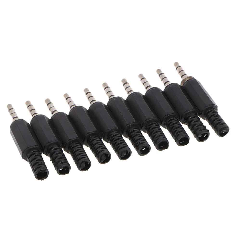 

10Pcs 3.5mm Stereo 3 Ring Male Plug Audio Connector Solder Type Replacement Repair Jack for Headphone Earphone Microphone