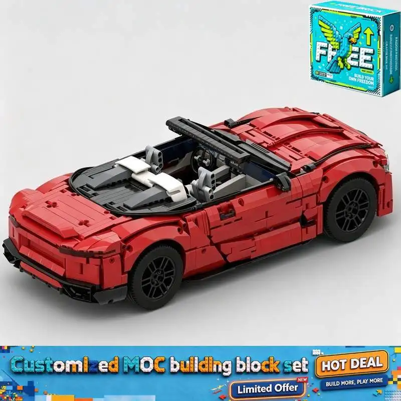 3599PCS Luxury Sports Convertible Car Model Custom Building Blocks Set Racing Vehicle Collection Display Gift for Boys Creative
