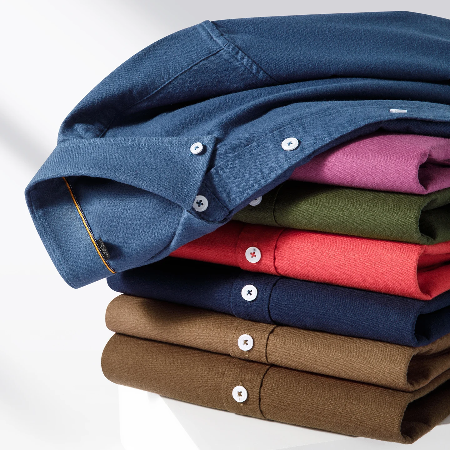 100%cotton brushed long sleeve shirts for men slim fit casual plain shirt solid color Fashion korean popular tops red clothes