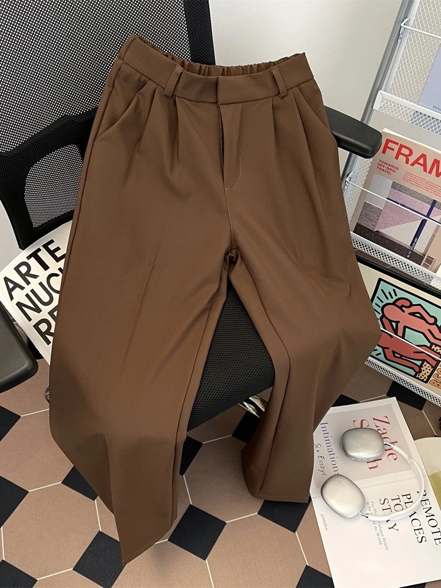 

Мужские повседневные брюки в стиле ретро с плиссировкой, весенне-осенние, для деловых встреч и поездок на работу, свободные, универсальные, длинные