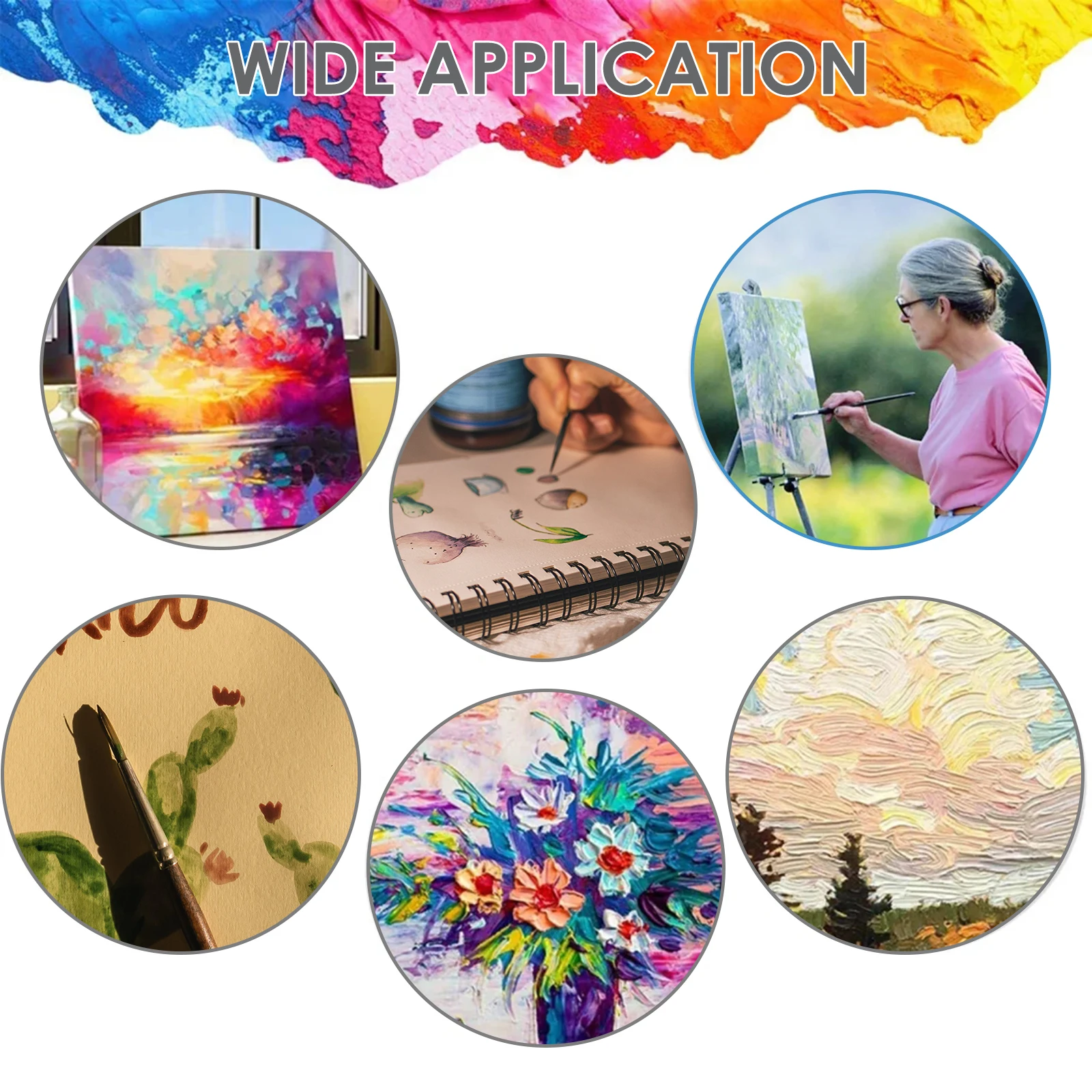 

6pcs Set Wide Acrylic Oil Painting Brushes Portable Supply Ergonomic Wear Resistant Flexible Art Supplies