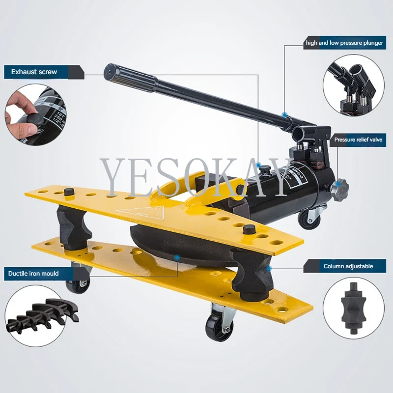 10T Hydraulic Pipe Bender Manual Pipe Bending Machine Galvanized Pipe Iron Tube Steel Bending Tool