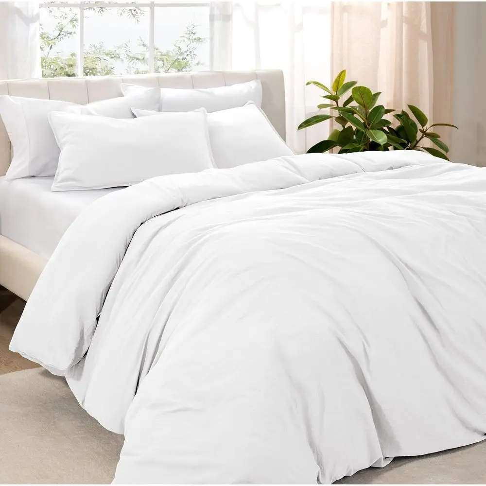 

Microiber Duvet Cover Set - Ultra Sot Washed Microiber - Queen Size - Linen-Like - Easy Care - Breathable abric - Our Sotest Duv