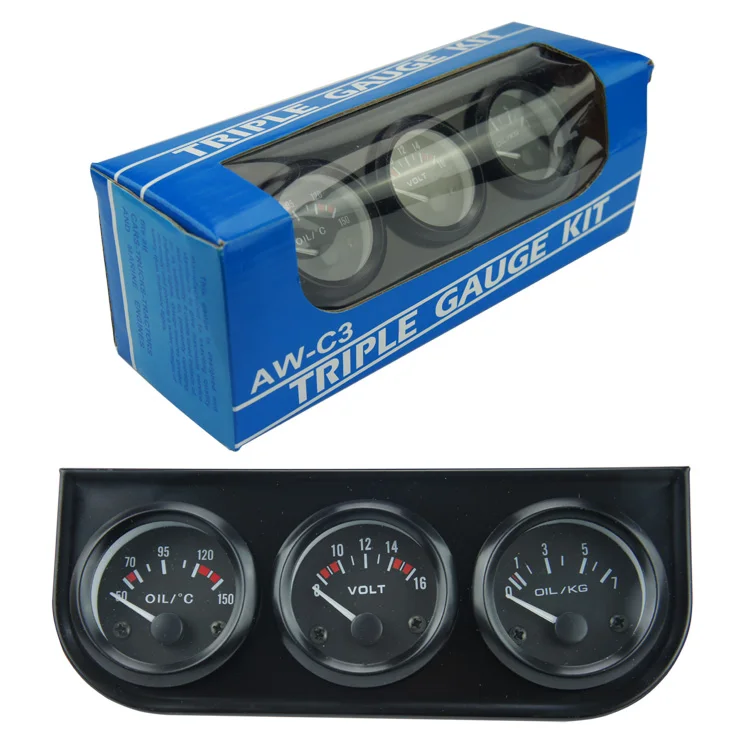 

2 inch/52mm Electrial Triple Kit ( oil Temp Gauge + Voltmeter + Oil Pressure Gauge ) Sensor Temperature Car Gauge