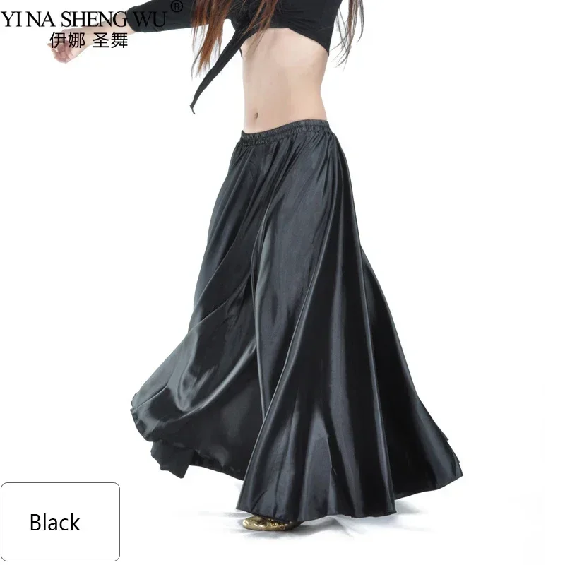 Jupe longue gitane de danse du ventre en Satin, grande balançoire, jupe de soleil Flamenco espagnole à 360 degrés, 14 couleurs, Costume de danse pour femmes danseuses