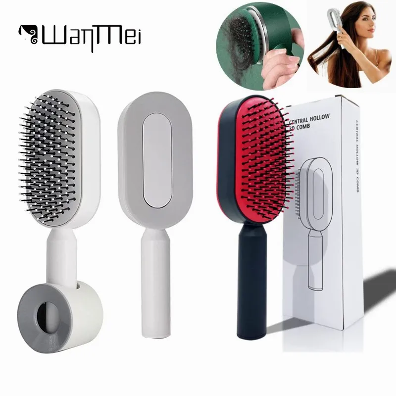 

3D Air Cushion Massager Brush for Women Airbag Massage Comb One-Key Quick Self Cleaning Hair Comb Anti-Static Hairbrush Dropship
