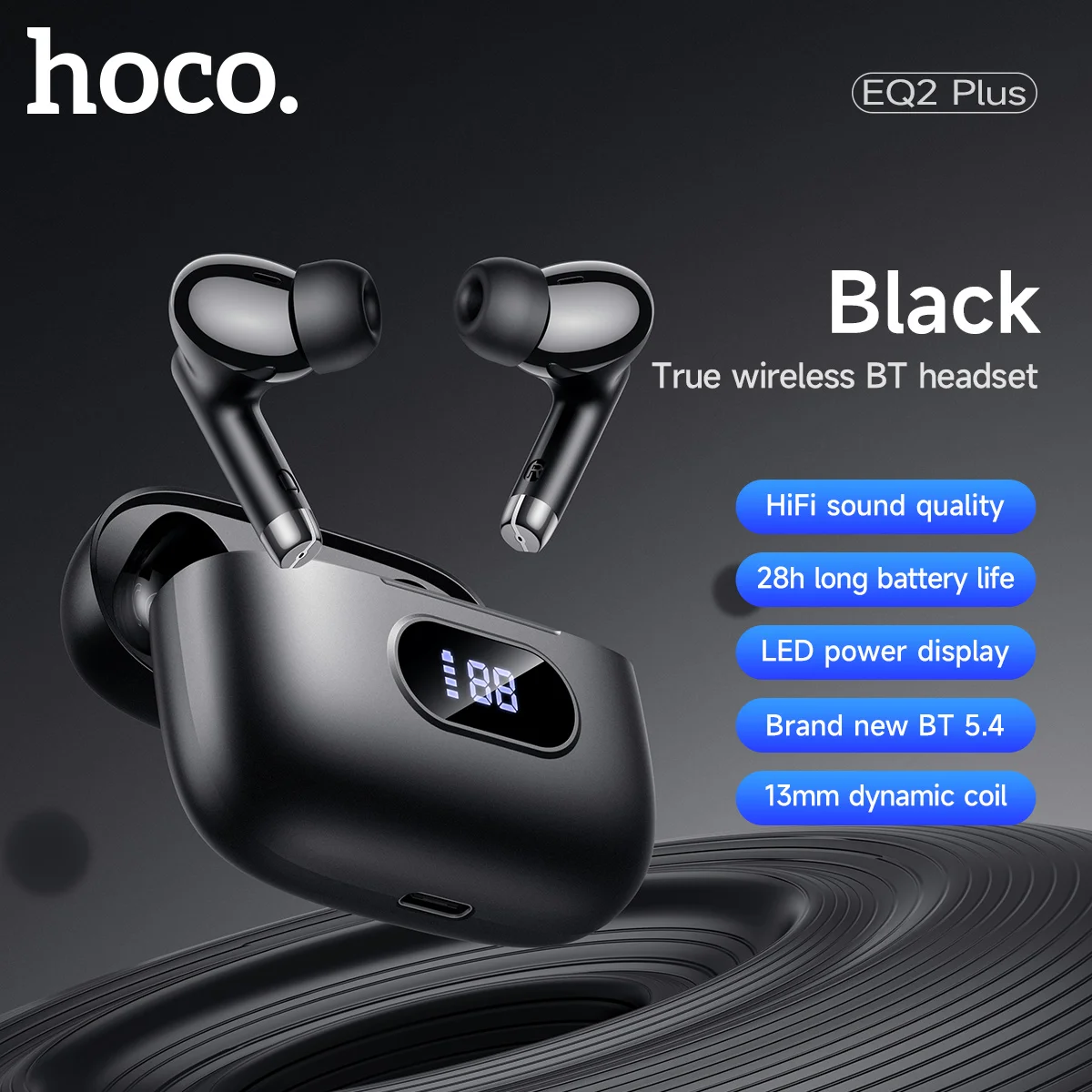 HOCO EQ2 Plus Беспроводные Bluetooth 5,4 наушники с сенсорным управлением и микрофоном 13 мм динамический динамик катушки Hi-Fi музыкальные наушники HOCO EQ2 Plus Беспроводные Bluetooth 5,4 наушники с сенсорным управлением и микрофоном 13 мм динамический динамик катушки Hi-Fi музыкальные наушники